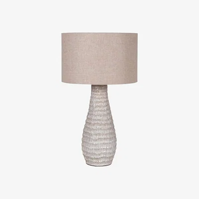 Barker and Stonehouse Beige Etched Ceramic Table Lamp, Neutral Metal | Barker & Stonehouse