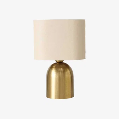 Barker and Stonehouse Gold Brushed Effect Table Lamp, Round Metal | Barker & Stonehouse