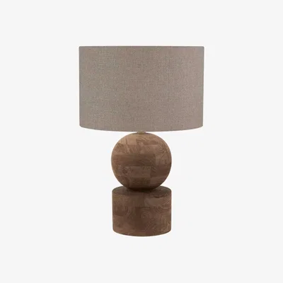 Barker and Stonehouse Dark Wood Rounded Table Lamp, Brown | Barker & Stonehouse