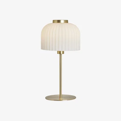 BHS.com Binita Glass Ribbed Table Lamp, Opal & Brass
