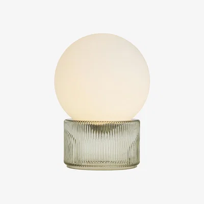 BHS.com Harper Opel Glass Ball with Ribbed Base Table Lamp, Green