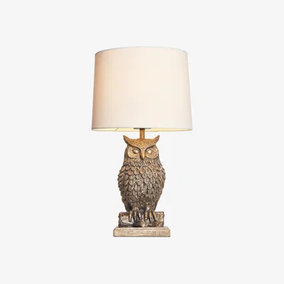 BHS.com Lucille Owl Table Lamp with White Shade, Bronze