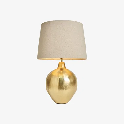 BHS.com Onion Style Table Lamp with Natural Shade, Gold