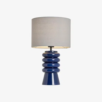 BHS.com Rahya Ribbed Glass Table Lamp, Blue