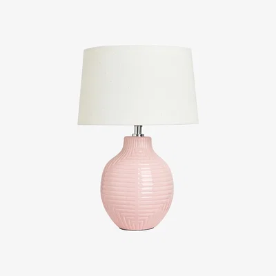 BHS.com Nena Embossed Ceramic Table Lamp, Pink