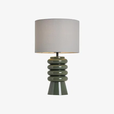 BHS.com Rahya Ribbed Glass Table Lamp, Green