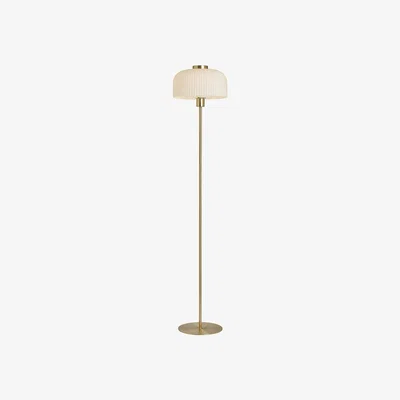 BHS.com Binita Glass Ribbed Floor Lamp, Opal & Brass