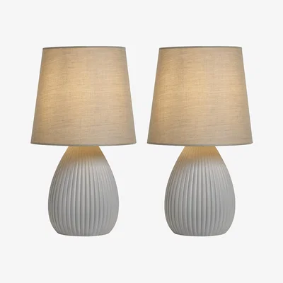 BHS.com 2 Pack of Freya Teardrop Ceramic Table Lamps, Light Grey