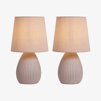 BHS.com 2 Pack of Freya Teardrop Ceramic Table Lamps, Dusky Pink