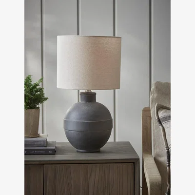 Cox and Cox Round Black Ceramic Table Lamp