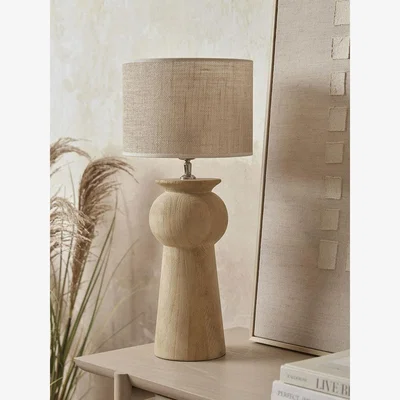 Cox and Cox Carved Mango Wood Table Lamp