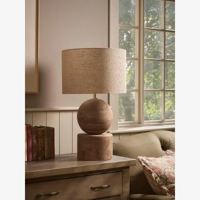 Cox and Cox Round Wooden Table Lamp