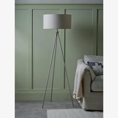 Cox and Cox Brushed Silver Tripod Floor Lamp