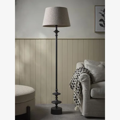 Cox and Cox Matte Black Boucle Floor Lamp