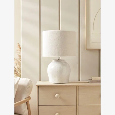 Cox and Cox White Glazed Table Lamp - Large