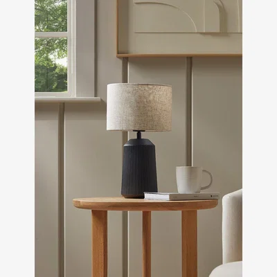 Cox and Cox Ribbed Table Lamp - Black