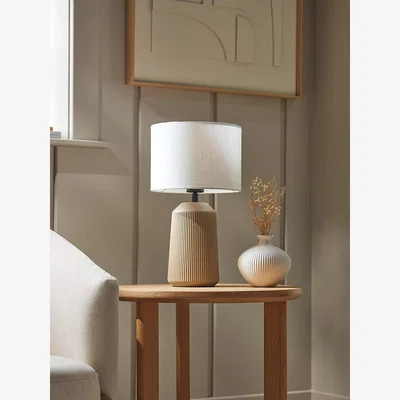 Cox and Cox Ribbed Table Lamp - Taupe