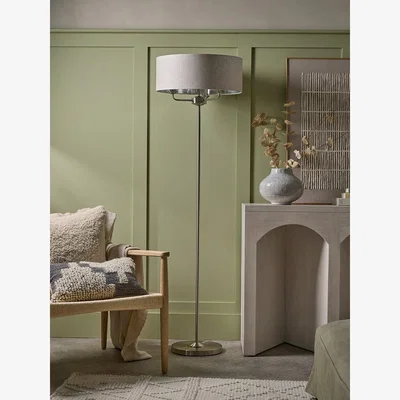 Cox and Cox Brushed Silver Triple Bulb Floor Lamp