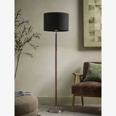 Cox and Cox Walnut & Brushed Steel Floor Lamp