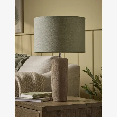 Cox and Cox Tall Wooden Sage Table Lamp