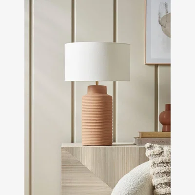 Cox and Cox Ribbed Terracotta Table Lamp