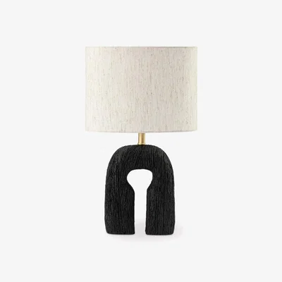 Cult Furniture Ashby Table Lamp, Natural Linen & Black
