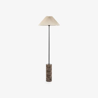 Cult Furniture Danika Pleated Shade Floor Lamp, Linen & Brown Marble