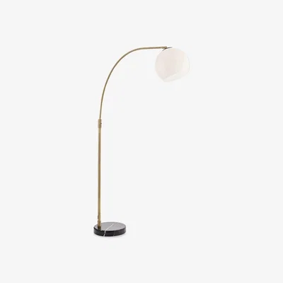 Cult Furniture Otto Floor Lamp, Brass & Black Marble