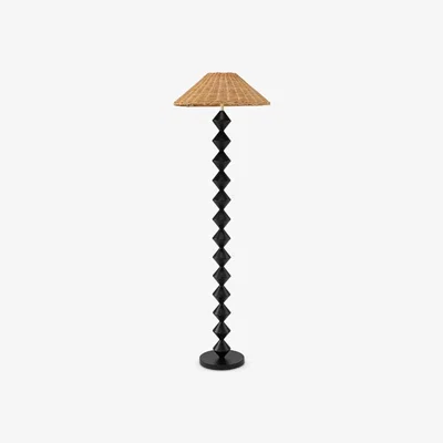 Cult Furniture Reagan Floor Lamp, Rattan & Black