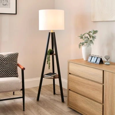 Dunelm Milford Shelved Tripod Floor Lamp