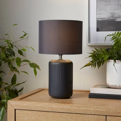 Dunelm Lea Ribbed Ceramic Table Lamp