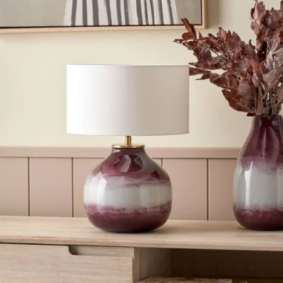 Dunelm Pacific Lifestyle Juno Ombre Glass Table Lamp with Henry Cylinder Lampshade