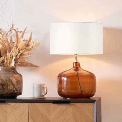 Dunelm Pacific Lifestyle Corby Harry Glass Table Lamp