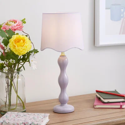 Dunelm Elsie Tall Scalloped Table Lamp Lilac