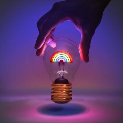 Dunelm Cordless Rechargeable Rainbow Lightbulb Shaped Night Light Multicoloured