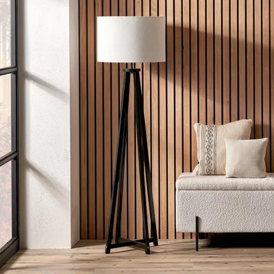 Dunelm Whitby Wood Tapered 4 Post Floor Lamp Black