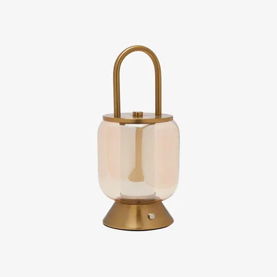 Dunelm Hestia Lantern Rechargeable Colour Changing LED Touch Table Lamp Bronze