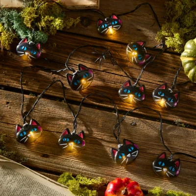 Dunelm 10 Matoen Black Cat Halloween Mini String Lights