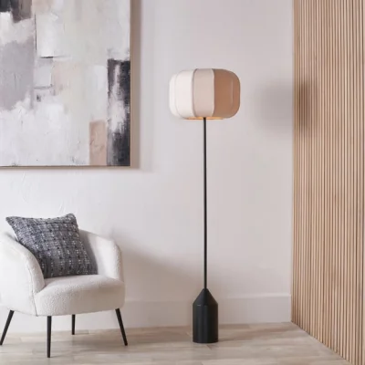Dunelm Pacific Lifestyle Oscar Metal and Linen Structured Floor Lamp