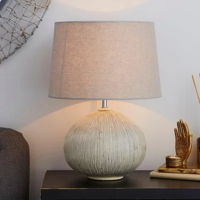 Dunelm Dahlia Scratched Resin Grey Table Lamp Light Grey