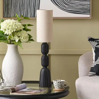 Dunelm Pacific Lifestyle Sahana Ribbed Slim Wood Table Lamp