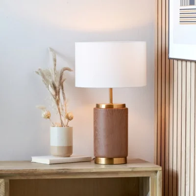 Dunelm Pacific Lifestyle Carrara Wood Effect Table Lamp
