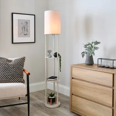 Dunelm Jakob Round Shelved Floor Lamp