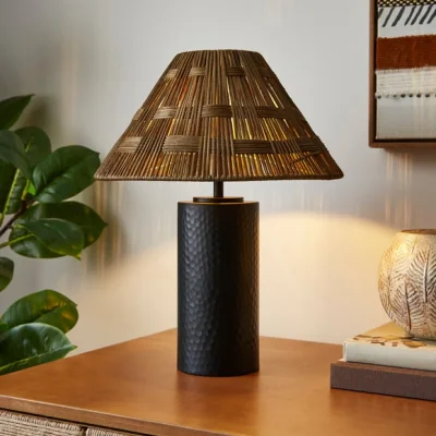 Dunelm Slim Metal & Rattan Table Lamp
