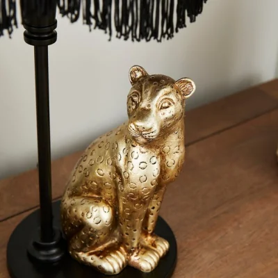 Dunelm Kindra Fringed Leopard Table Lamp