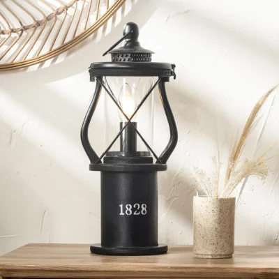 Dunelm Return - Gibson Black Wood Lantern Table Lamp