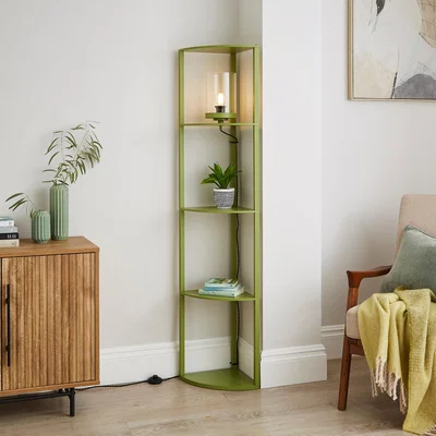 Dunelm Keates Corner Shelved Floor Lamp Fern