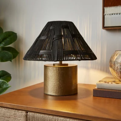 Dunelm Chunky Metal & Rattan Table Lamp