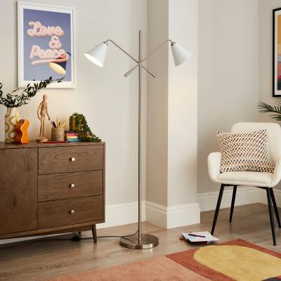 Dunelm Elements Shaw 2 Light Adjustable Floor Lamp White