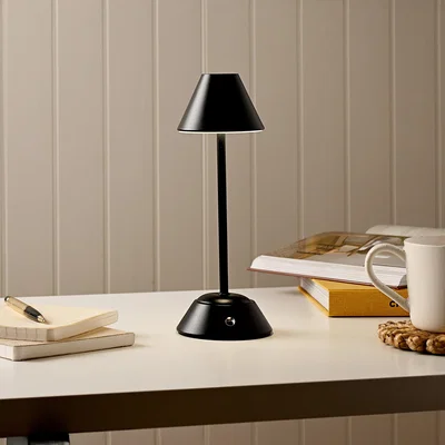 Dunelm Hestia Thin Stem Rechargeable Colour Changing LED Touch Table Lamp Black